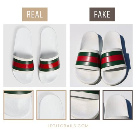 difference between real and fake white gucci slides|how to authenticate gucci slides.